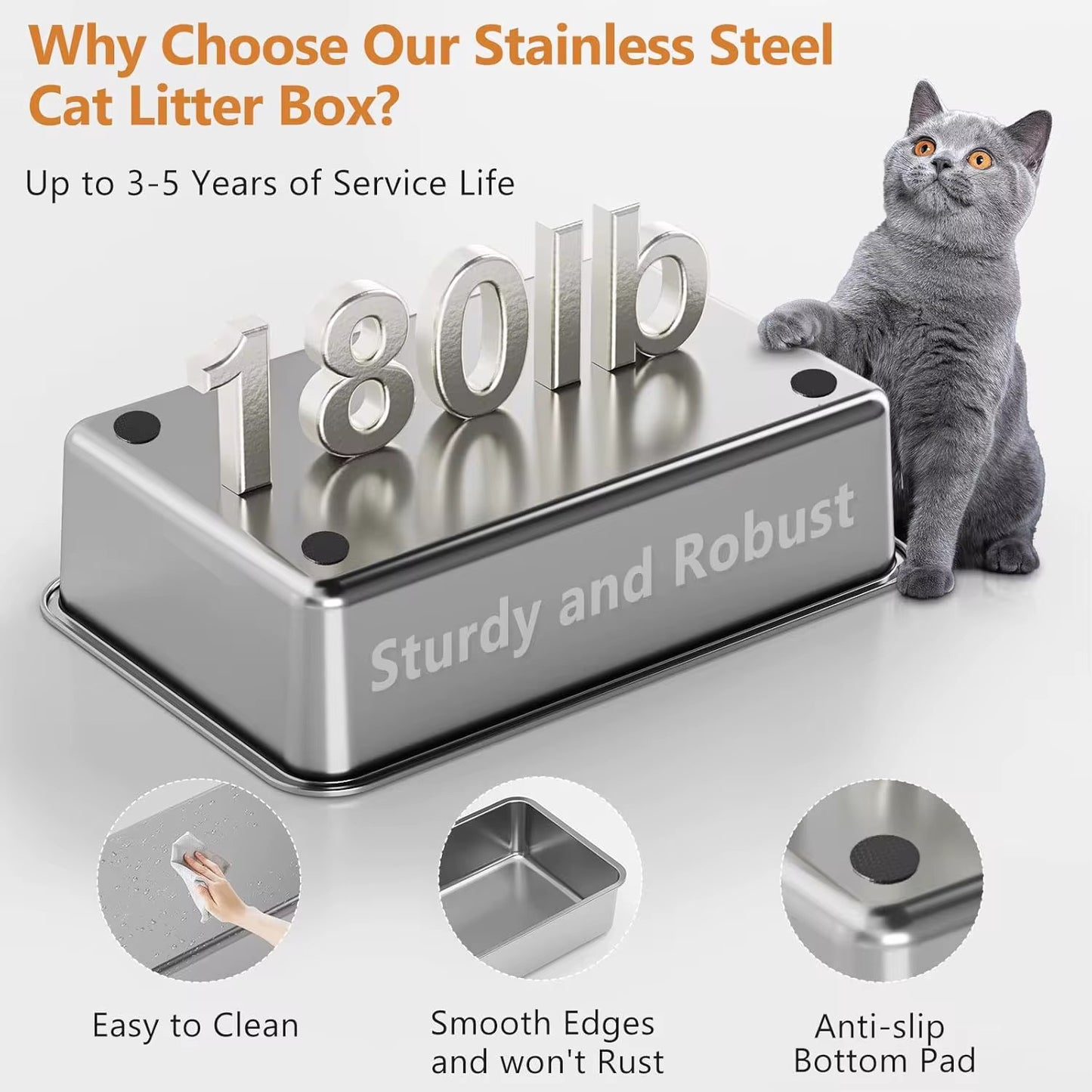 Luxury Stainless Steel cat litter box